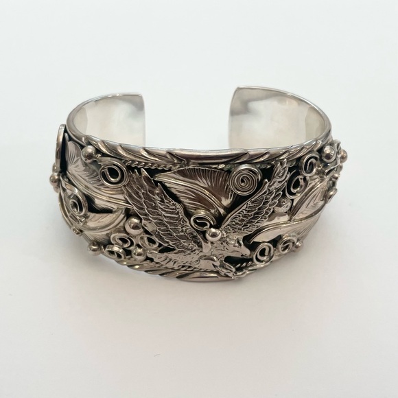 Navajo Sterling Silver Eagle Cuff Bracelet by Allen Chee